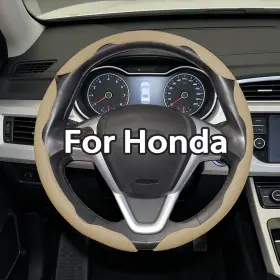 2fxpt-3jnpp-beige-52 Acenewpart For Nissan Steering Wheel Cover Ultra-thin Nappa Leather Breathable Non-slip 15 Inch