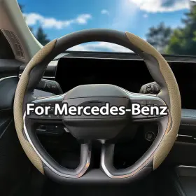 Acenewpart E-2fxpt-3jnpp-beige-48 For Mercedes Benz Leather Steering Wheel Cover Good Grip Car Accessories 38cm