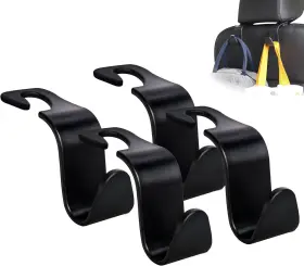 Qf281 Amooca Car Seat Headrest Hook 4 Pack Hanger Storage Organizer Universal Black