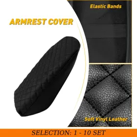 Auxito Fsxp-explorer-11-19sjd Console Lid Pull Over Armrest Cover Leather For Ford Explorer 11-19 Black 1-10x