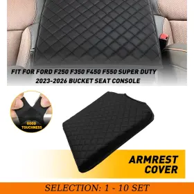 Auxito Fsxp-f250bs-23-25sjd Console Lid Armrest Cover Skin Leather For Ford F250 350 450 550 2023-26 Black D