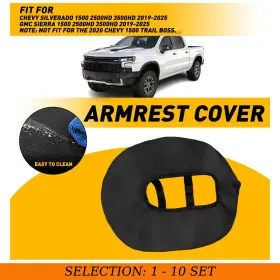 Auxito Fsxp-silverado-19-25sjd Console Lid Armrest Cover Leather For Chevy Silverado Gmc Sierra 2019-25 Black D