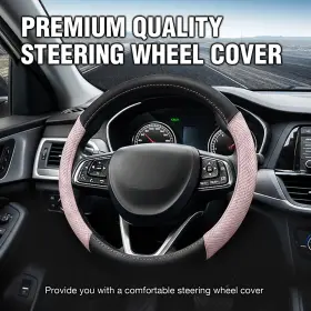 Fxp251225-167867224571 Bestautoparts-8 For Ram Leather Steering Wheel Cover Good Grip Car Accessories Black&pink 15 Inch