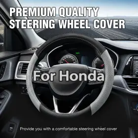 Fxp251227-167858466610 Bestautoparts-8 For Honda Nappa Leather Steering Wheel Cover Good Car Accessories 15 Inch Black&gray