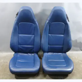 52108413321 Bmw Reupholstered 99-00 Z3 Roadster Front Basic Seat Pair Blue Vinyl Without Rails