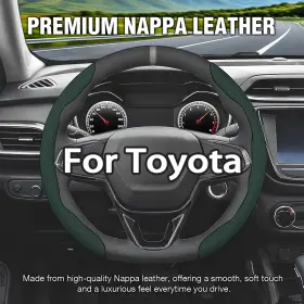 2fxpt-3jnpp-green-47 Drivedex For Toyota Nappa Leather Steering Wheel Cover Good Grip Car Accessories Green