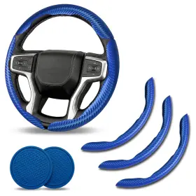 Fwzbd-blue-7cm-1 Drivedex 38cm For Volkswagen Steering Wheel Cover With Car Coasters Accessories