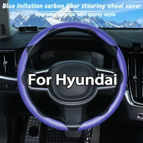Fxpt-3jtqw-blue-20 Drivedex For Hyundai Sonata Blue 3pcs Segmented Steering Wheel Cover Carbon Fiber
