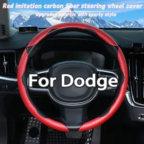 Fxpt-3jtqw-red-14 Drivedex For Dodge Steering Wheel Cover Red Carbon Fiber Breathable Anti-slip 15 Inch 38cm