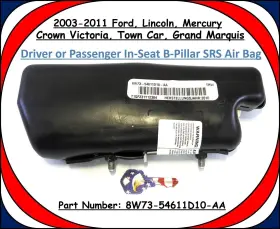 3w7t-14716-aa Ford 2003-2011 Victoria Town Car Marquis Driver Or Passenger Seat Safety Device