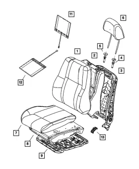 1gf941j3aa Mopar Genuine Front Seat Back Cover Right