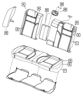 1hk471d5aa Mopar Genuine Rear Seat Back Cover