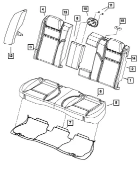 1hl201j3ab Mopar Genuine Rear Seat Back Cover