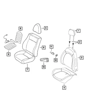 5zm25nd5aa Mopar Genuine Front Seat Back Cover Right