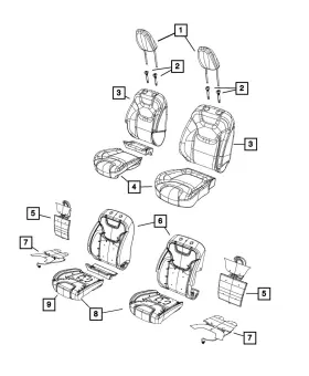 6cv61dx9ab Mopar Genuine Front Seat Back Cover Left