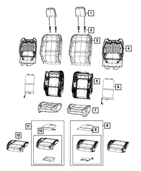 6pw72tx7ah Mopar Genuine Front Seat Back Cover Right