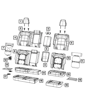 6re72tu6af Mopar Genuine Rear Seat Back Cover