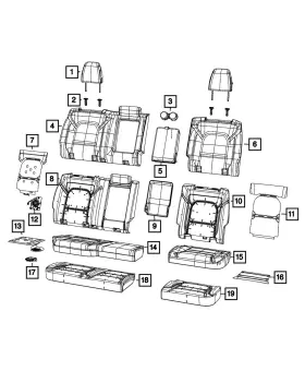 6rf18bd3ad Mopar Genuine Rear Seat Back Cover