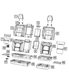 6rf18hl1af Mopar Genuine Rear Seat Back Cover