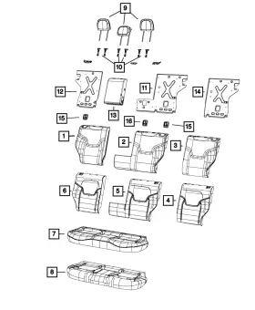 6sg78lxhaa Mopar Genuine Rear Seat Back Cover 6sg78lxhaa Mopar Genuine Rear Seat Back Cover