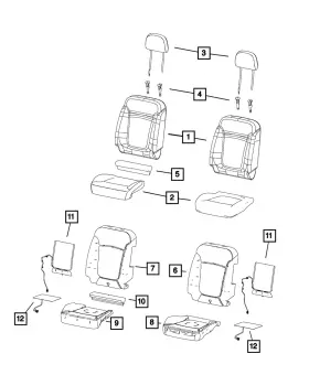 6sj02lxhaa Mopar Genuine Front Seat Back Cover Right