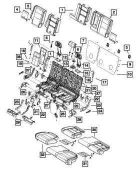 Mopar 6ve25la8ab Genuine Rear Seat Back Cover