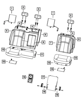 6xy27bd3aa Mopar Genuine Rear Seat Back Cover