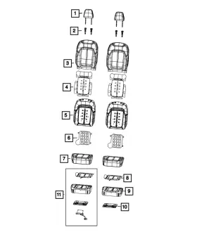 7mv03tx7ab Mopar Genuine Front Seat Back Cover Left