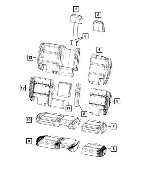 7sy77tx7aa Mopar Genuine Rear Seat Back Cover