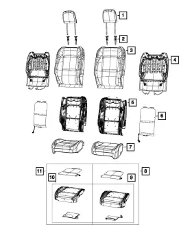 7ta06tx7aa Mopar Genuine Front Seat Back Cover Right
