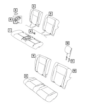 7tp84u00aa Mopar Genuine Rear Seat Back Cover