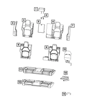 7xc51lr9ab Mopar Genuine Rear Seat Back Cover
