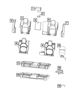 7xd11lr9ab Mopar Genuine Rear Seat Back Cover