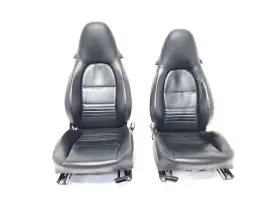 202.po1t02 Porsche 2002 Boxster S Oem Black Leather Pair Seats