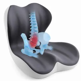 Synthcore 768231523773 Back And Seat Cushion For Office Tailbone Pain Gray/white