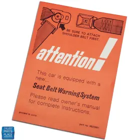 9623961 The Parts Place Inc. Dc1824s 1972 Skylark / Gs Seat Belt Instruction Sleeve - Db0275 New