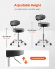 Shop Stool With Backrest, Pneumatic Garage Seat/work Wheels, Black New. Price: $72.60.