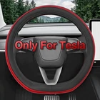 For Tesla Carbon Fiber Leather Steering Wheel Cover Accessories Red 36CM New. Price: $24.99.
