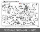 Lever Sub-assy, Rear Seat Lock Control, Left, For Toyota 72057-60130-E2 Neu. Price: $42.61.