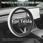 For Tesla White Steering Wheel Cover Ultra-thin Leather Breathable Anti-slip New. Price: $23.99.