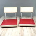 Vtg Set 2 Scott Port-a-fold Red/white Vinyl Portable Folding Stadium Seats Flaws Used. Price: $29.99.